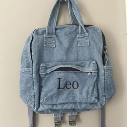 Backpack Personalized Name High School Student Custom Simple Denim Canvas Girl's Large Capacity Schoolbags With