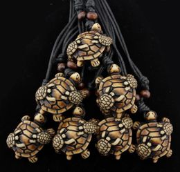 Fashion Jewelry Wholesale 12PCS/LOT Men Women's Imitation Yak Bone Carved Mother & Turtles Necklace For Lucky Gift MN5705953257