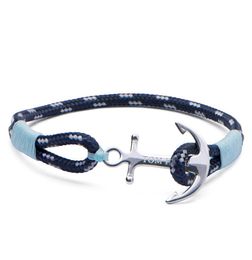 Tom Hope bracelet 4 size Handmade Ice Blue thread rope chains stainless steel anchor bangle with box and TH43321960