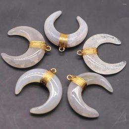 Pendant Necklaces Natural Crystal Stone Tooth Crescent Horns Mineral Healing Necklace Fashion Charm DIY Jewelry Accessories Wholesale 4Pcs