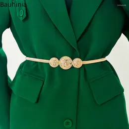 Belts Bauhinia Metal Gold Spring Elastic Waist Chain Round Buckle Circle Accessorise The Girl's Dress Belt