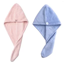 Towel 2pcs Spa Soft Pink Blue For Women With Button Shower Super Absorbent Fast Dry Makeup Anti Frizz Hair Drying Wrap Girls Gym