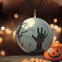 Pendant Necklaces 1PC Fashion Creative Halloween Round Acrylic Necklace Suitable For Men And Women's Festivals Party Jewellery Gifts