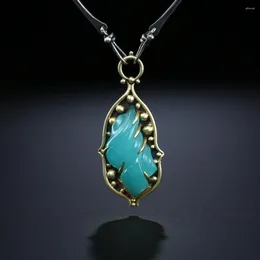 Pendant Necklaces Retro Carving Krama Chalcedony With Silver Plating Wave Necklace Fashion Exquisite Ornaments For Women