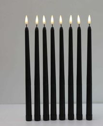 8 Pieces Black Flameless Flickering Light Battery Operated LED Christmas Votive Candles28 cm Long Fake Candlesticks For Wedding H4200955