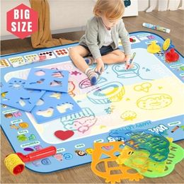 100x80CM Magic Water Drawing Mat Colouring Doodle With Reusable Pens Montessori Painting Board Educational Toys Kids Gifts 231228