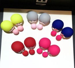 Ins fashion jewelry unique luxury designer double sided beautiful lovely candy color frosted ball stud earrings for woman girls5818714