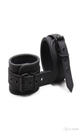 2020 Black Faux Leather Slave Hand Ring Handcuffs Anklecuffs Restraint BDSM Sex Toy Z7787628020