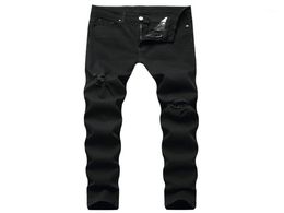 Men039s Jeans 2021 Men Stacked Ripped Male Black Denim Straight Leg Trousers Students Slim Fit Boyfriend Streetwear Quality Bra3179590