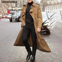 Wool Overcoat Coat Outwear Long Sleeve Trench Coats Jacket Stylish Elegant Pocket Winter Slim Men y231228