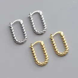 Hoop Earrings 925 Sterling Silver Vintage Twisted Rectangle For Women Trendy Earring Jewelry Prevent Allergy Party Accessories Gift