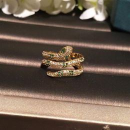 Geometric stylish animal snake rings fashion sparkling luxury designer diamond zirconia copper band ring for women girls open adju271k