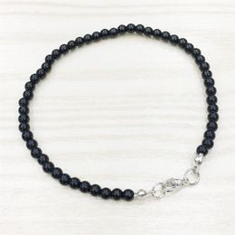 MG0138 Whole Black Onyx Anklet Handamde Natural Stone Mala Beads Anklet 4 mm Mini Gemstone Jewelry2221