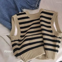 Jackets Children's Striped Jacquard Vest Knitted Baby Sweater Pullover 2023 Spring And Autumn