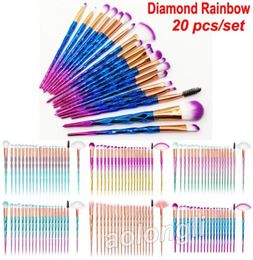 20pcsset Diamond Makeup Brushes Sets Eyeshadow Eyelash Lip brush Face Blender Brush Powder Concealer Make Up Brushes Kit Tool2726539