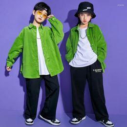 Stage Wear Girls Boys Hip Hop Clothes Dance Costumes For Kids Jazz Ballroom Dancing T Shirt Pant Children Dancewear Outfit Pants Coat