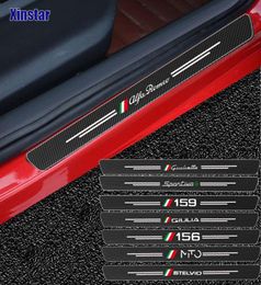 4pcs Carbon Fibre Car Door Sticker For Alfa Giulia Giulietta 159 156 MITO Stelvio 147 Sportiva Auto Accessories1373303