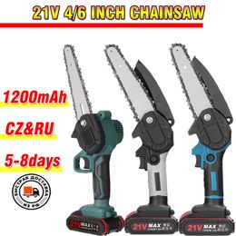 21V 4 inch6 inch8 inch Mini Electric Pruning Saw Rechargeable Small Wood Spliting Chainsaw Onehanded Woodworking Power Tools 231228