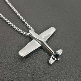 Pendant Necklaces Fashion Hip-Hop Stainless Steel Gold-Plated Airplane Personality Casual Necklace Rock Party Jewelry For Men295q