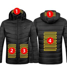Men Women Jacket 9 Areas Heated Coat USB Warm Heating Winter Down Cotton Coat For Outdoor Hunting Hiking Electrical Heated Coat 231228