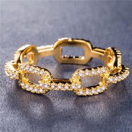 Creative Chain Ladies Zircon Ring for Women Silver-Plated Rose Gold Copper Rhinestone Ring Popular Wedding Jewelry267L