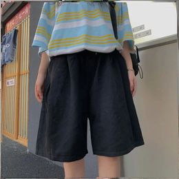 Women's Shorts Women Large Size M-4XL Harajuku Loose Solid Colour Trousers Couples High Waist Half-length Comfortable Street Chic