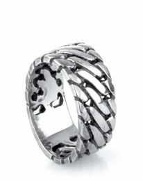 Punk Biker Jewelry Wide Chain Rings Buddha Ring Rock Titanium Stainless Steel Ring Finger Art Retro Drop 5021606