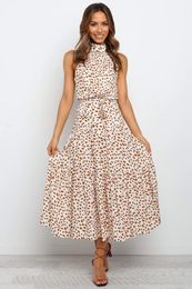 Casual Dresses Polka Dot Print Lace-up Dress Cross Border Long Skirt