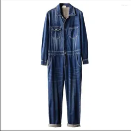 Men's Pants S-3XL Spring Autumn Trendy Denim Jumpsuit Retro Loose Cargo Romper Men And Women The Same Thin Jacket Fashion Overalls