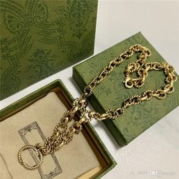 Vintage Double Letter Chain Necklaces Interlocking Letters Pendant Necklace Designer Everyday Versatile Pendants Jewelry195s