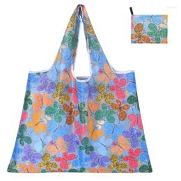 Storage Bags Creative Portable Women Zip Shopping Bag Printing Oxford Cloth Folding Ladies Kitchen Grocery
