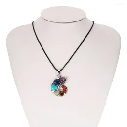 Pendant Necklaces Sea Shell Shape 7 Chakra Stone Yoga Necklace Women Men Healing Snail Conch Jewelry For Wholesale