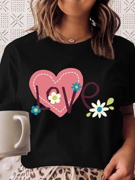 Women's T Shirts Flower Lovely Trend Tshirt Women Graphic Tee Ladies Clothing Casual Top Fashion Print Tshirts Short Sleeve Shirt For Lady