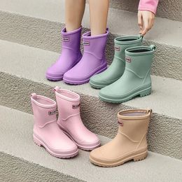 Water Boots for Woman for Rain Rubber Shoes Waterproof Galoshes Garden Working Fishing Ankle Chunky Rainboots Kitchen Shoes 231228