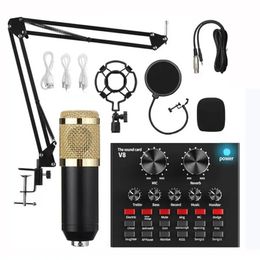 Professional Condenser Microphone Kit with V8 Sound Card Set for Live Streaming Mic Home Karaoke Studio 231228