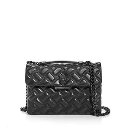 Kurt Geiger London Kensington Full Black Soft Leather Handbags Luxury Chains Shoulder Bag Big Cross Body Purse and bags