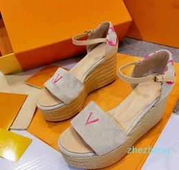 Women Boundary Wedge Sandals Academy Flat Espadrilles Flatform Black White Brown Passenger Starboard Coastline Sandals With Box Size