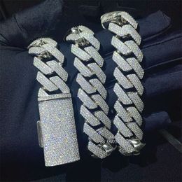 Factory Price Jewellery Luxury Style 20mm Iced Out Cuban Link Moissanite Chain Diamond