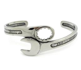 Fashion Silver Tone Metals Tools Wrench Bangle Stainless Steel Biker Bracelet Unique Designer Band Jewelry BB02209B7506126