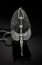 Isis Pendant Necklace 316L Stainless Steel Silver Women Egyptian Winged Goddess Jewelry Gifts1670973