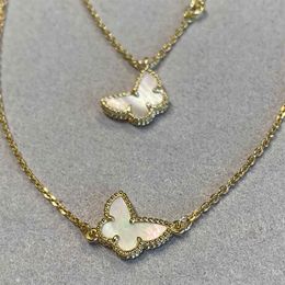 2021 New arrival V gold material butterfly shape bracelet and necklace with white shell for women engagement jewelry gift shi248c
