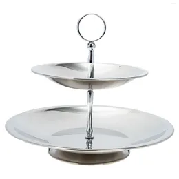 Dinnerware Sets Fruit Dish Cake Stand Metal Serving Tray Stainless Steel Detachable Snack Plate