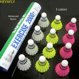 Nylon badminton shuttlecock 12 PCsbarrel wearresistant for fitness training white yellow pink optional free delivery 231229