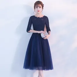 Ethnic Clothing Elegant Evening Dress 2023 Fashion Korean Style Long Lace Banquet Short Party