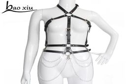 sexy women Garter Leather belt Suspenders Body Bondage Sculpting Harness Metal Tassel Chain Waist Female Belt Bra Corset Straps8661149