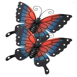 Garden Decorations 2Pcs Metal Butterfly Pendant Fence Decoration Delicate Wall Hanging Decor