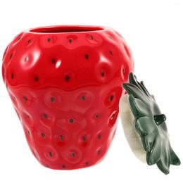 Storage Bottles Tea Pot Strawberry Ceramic Jar Mini Jars Decorative With Lids Ceramics Candy