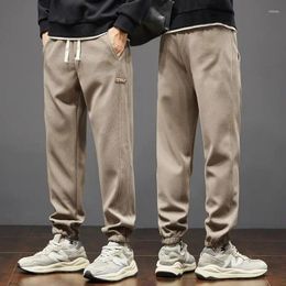 Men's Pants Autumn Winter KPOP Fashion Style Harajuku Slim Fit Trousers Loose Pockets All Match Sport Casual Plush Solid Sweatpants