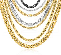 Fashion Wholale Women Men Necklace Jewellery Custom 16 Inch 10Mm Gold Plated Stainls Steel Cuban Link Chain Necklace9580937