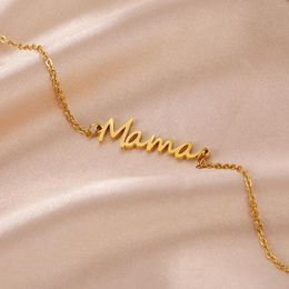 Link Bracelets Mama Letter Pendant Stainless Steel Gold Colour Bracelet For Women Wife Anniversary Jewellery Lover Mum Mother's Gifts